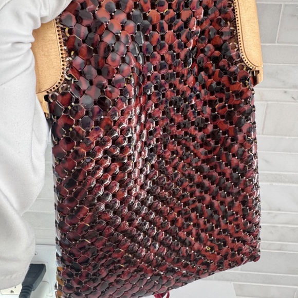 Vtg MCM  Whiting & Davis Tortoise Enamel Mesh Gold Framed Purse Bag Lucid Chain - Picture 10 of 15